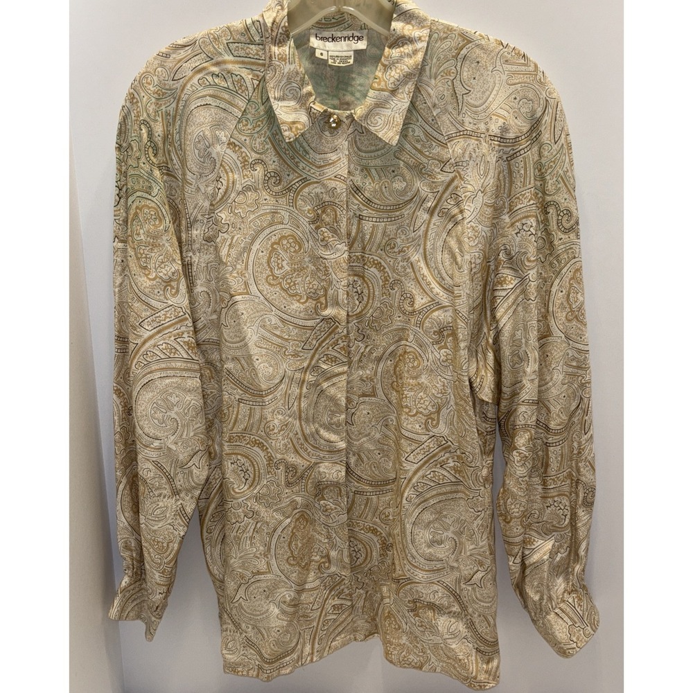 Vintage Breckenridge Women's Button Up Blouse Paisley Multicolored Boho Size 6